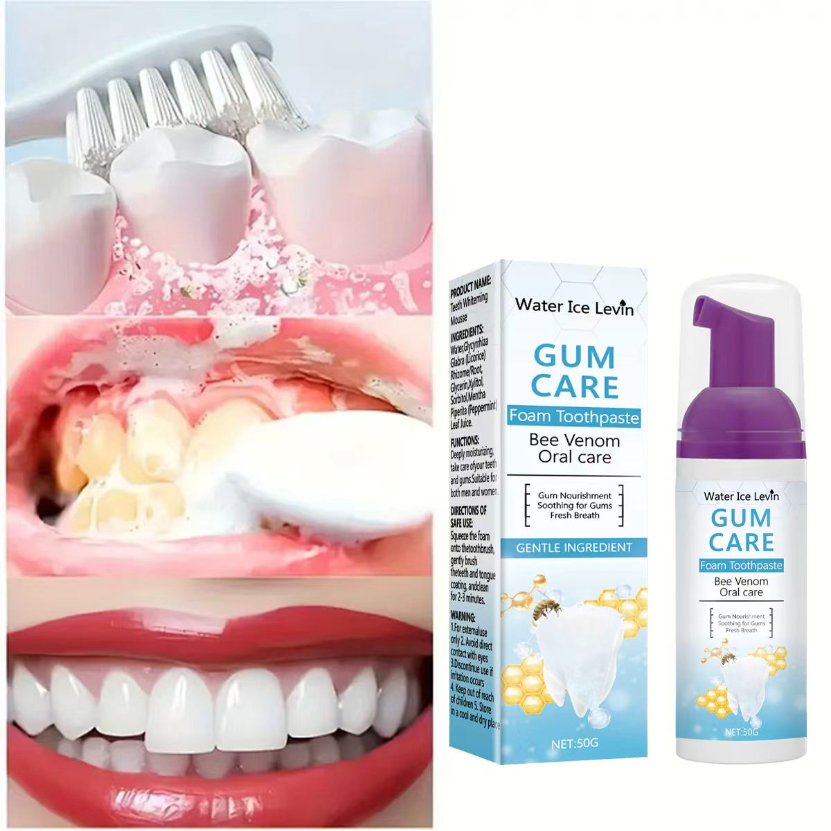 Teeth Whitening Xylitol Gum - Water Ice Levin Gum Care Schaumstoff-Zahnpasta