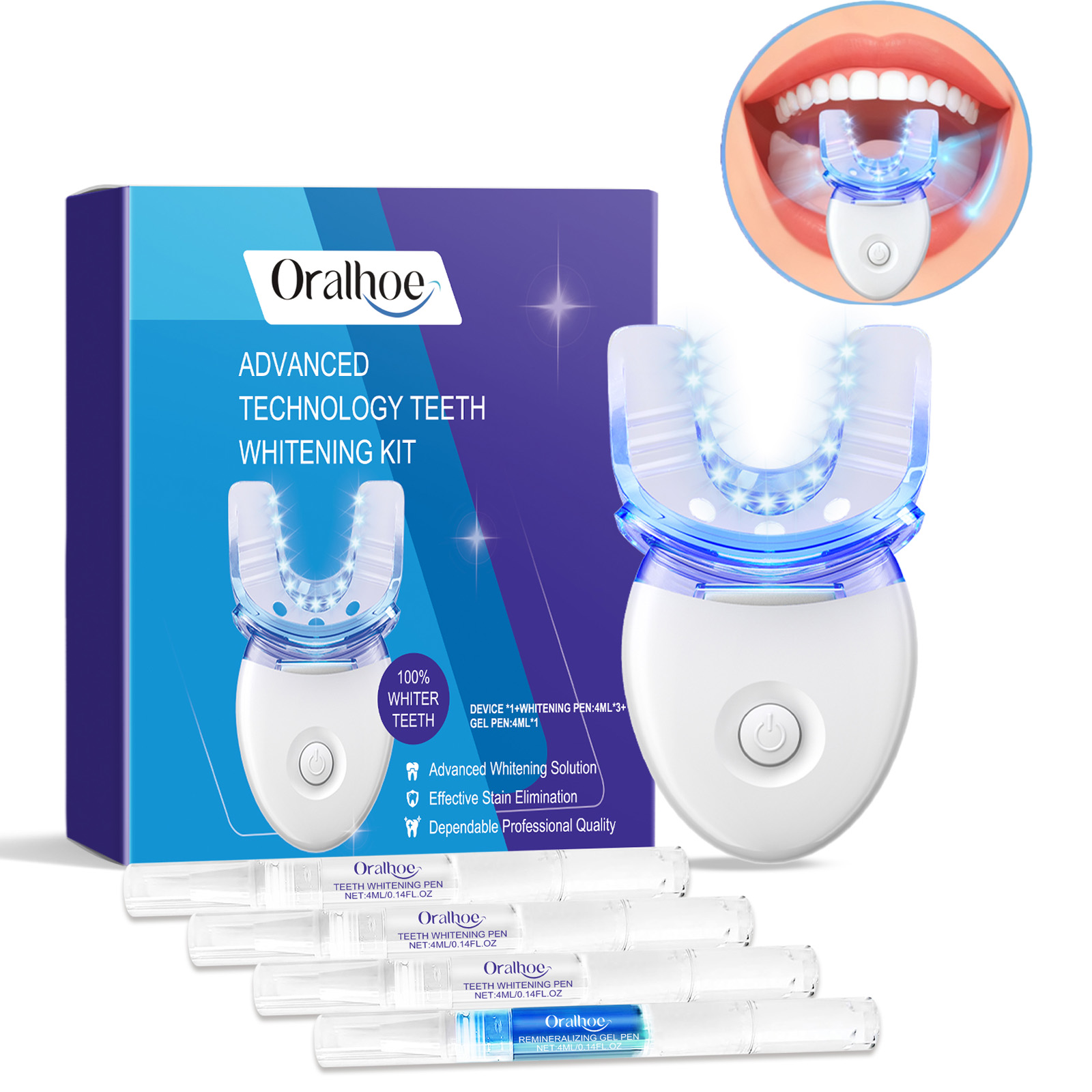 Teeth Whitening Price - Professionelles LED-Lichtset zur Zahnaufhellung mit 4-fachem
